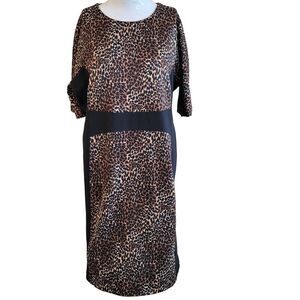 Michael Kors size 16 dress women animal print colorblock stretch lined zip